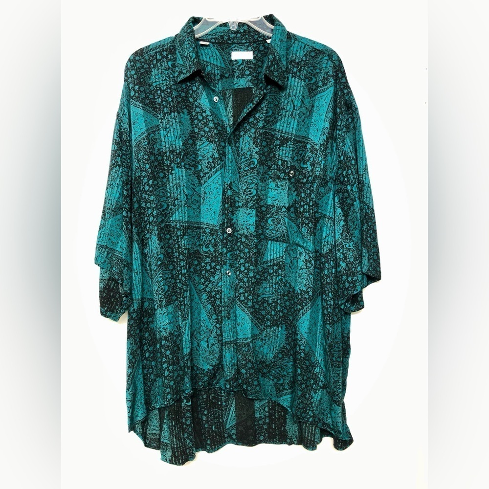 Biondi Vintage Button down Shirt Short sleeve Green/Black Men’s Size XL